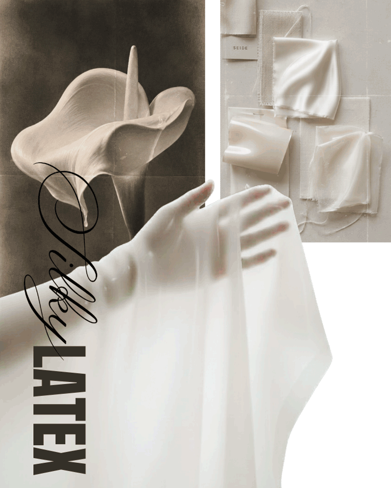 Eine Hand hinter halbtransparentem Latex
